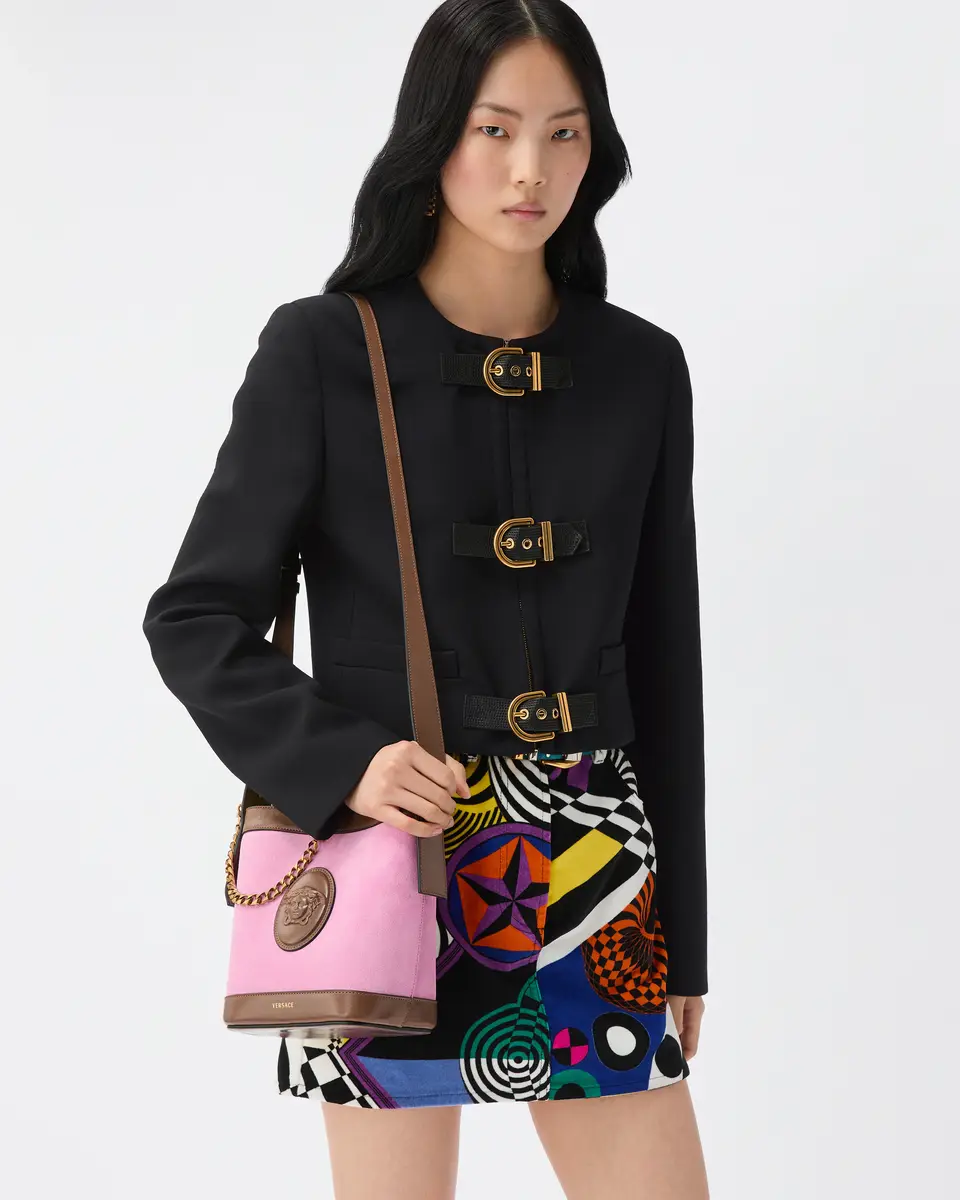 Versace Natté Wool Crop Jacket | Thumbnail 2 Versace Natté Wool Crop Jacket | Thumbnail 2