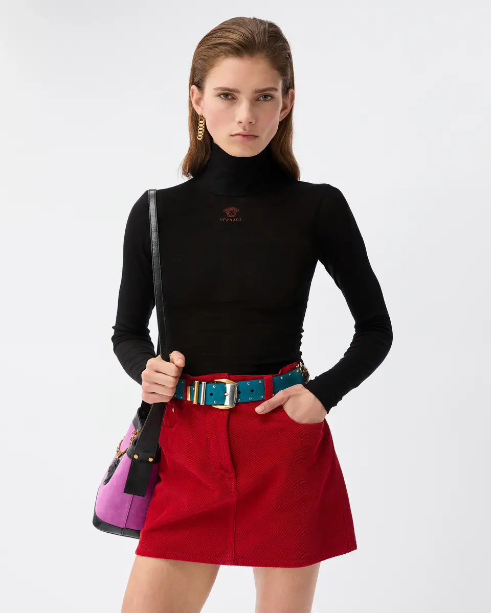 Versace Embroidered-Logo Wool Knit Turtleneck | Thumbnail 2 Versace Embroidered-Logo Wool Knit Turtleneck | Thumbnail 2