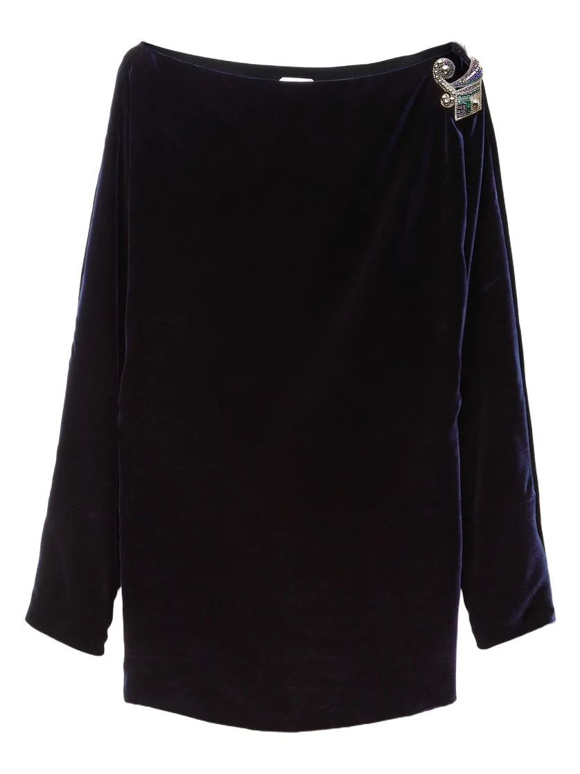 Embroidered Velvet Mini Dress Embroidered Velvet Mini Dress