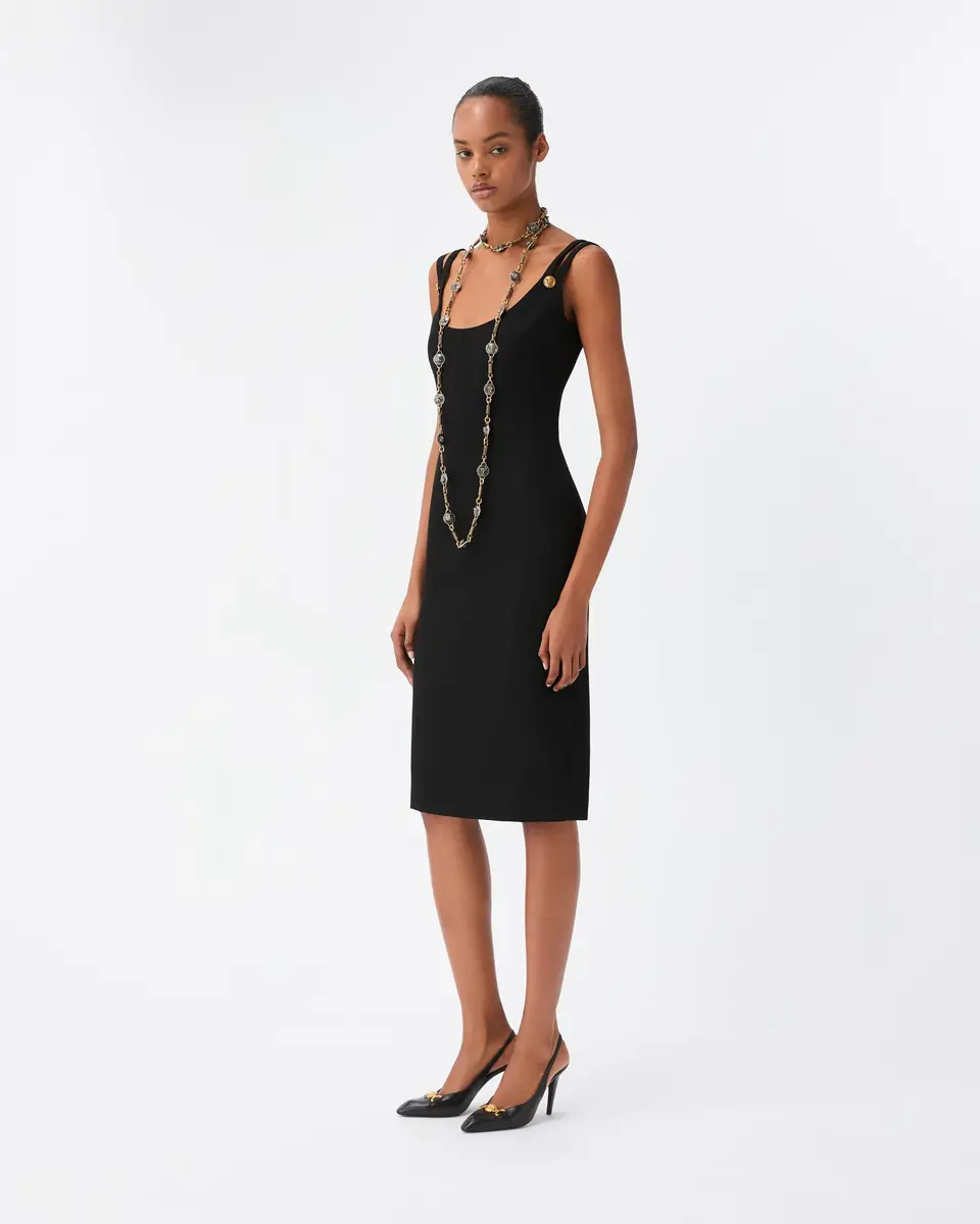 Versace Wool Grain De Poudre Midi Dress | Thumbnail 2