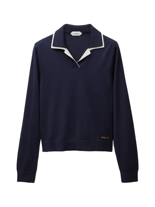 Wool Knit Polo Sweater