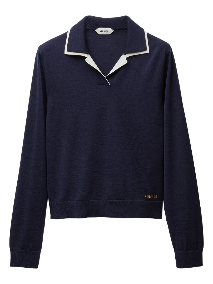Wool Knit Polo Sweater