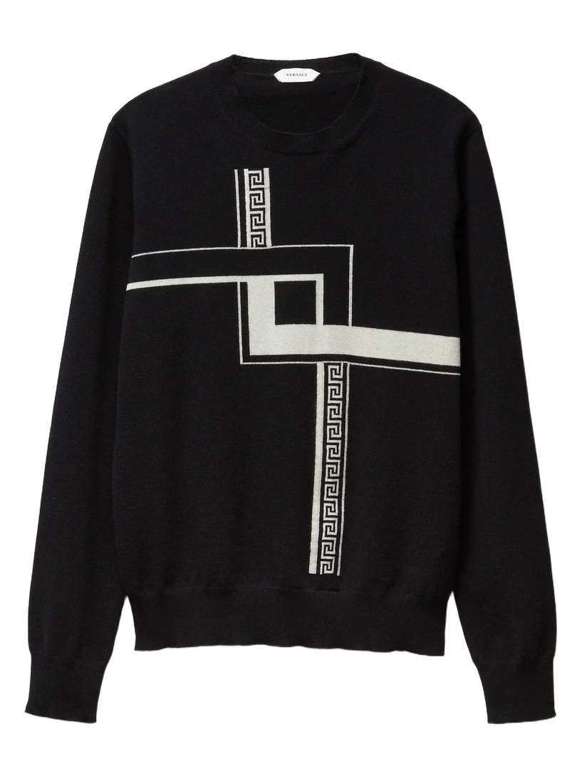 Versace Intarsia Cashmere Knit Sweater