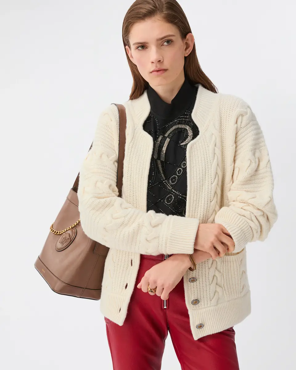 Versace Wool & Cashmere Cable-Knit Cardigan | Thumbnail 2