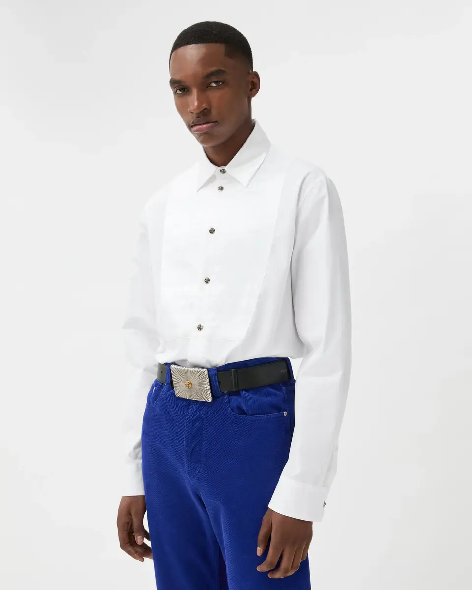 Versace Cotton Poplin and Silk Satin Regular Fit Shirt | Thumbnail 2 Versace Cotton Poplin and Silk Satin Regular Fit Shirt | Thumbnail 2