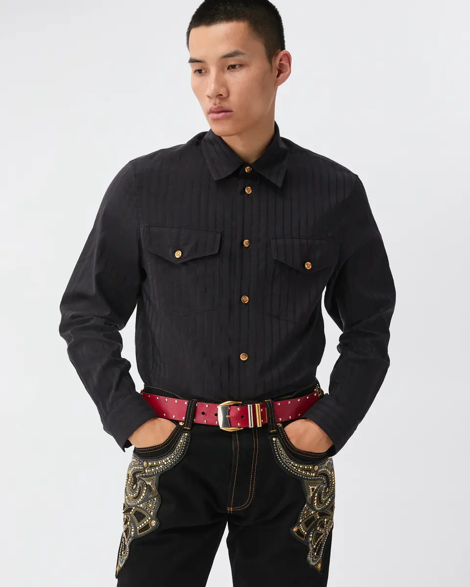 Versace Jacquard Cotton-Silk Regular Shirt | Thumbnail 2