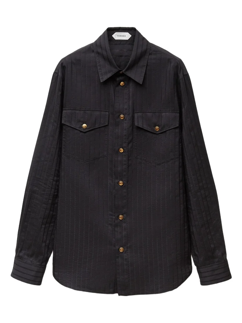 Versace Jacquard Cotton-Silk Regular Shirt