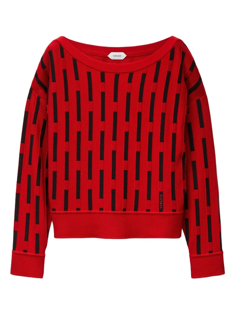Embroidered-Logo Wool Knit Sweater