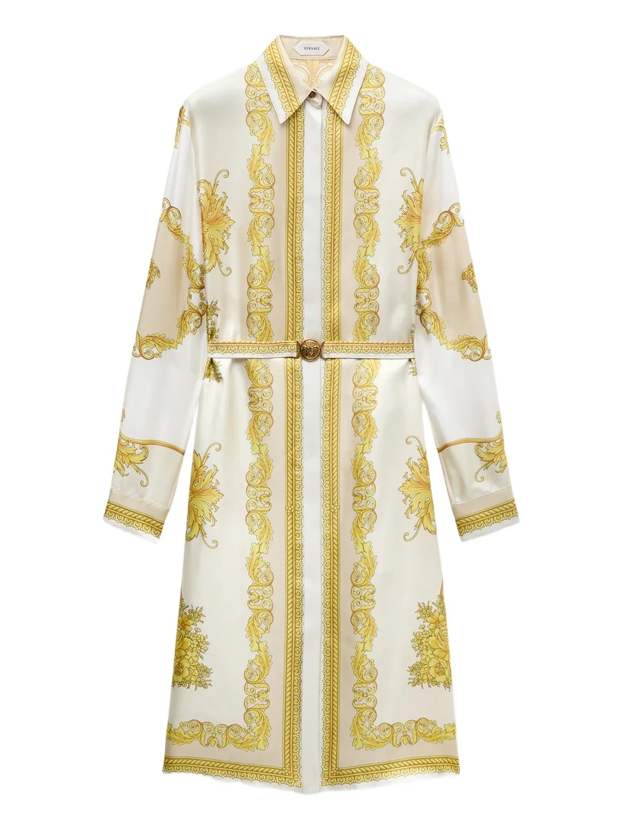 Printed Silk Twill Midi Dress
