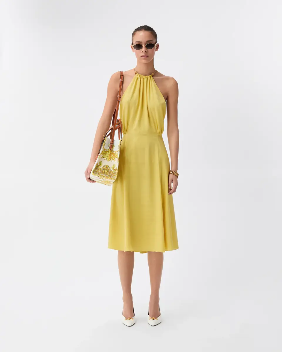 Versace Jacquard Silk Crêpe Satin Midi Dress | Thumbnail 2 Versace Jacquard Silk Crêpe Satin Midi Dress | Thumbnail 2