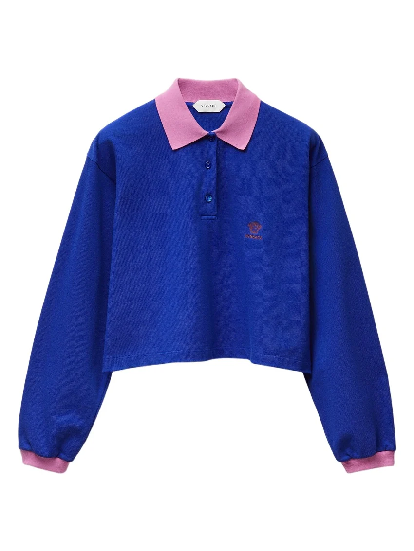 Embroidered-Logo Cotton Piqué Long-Sleeved Polo
