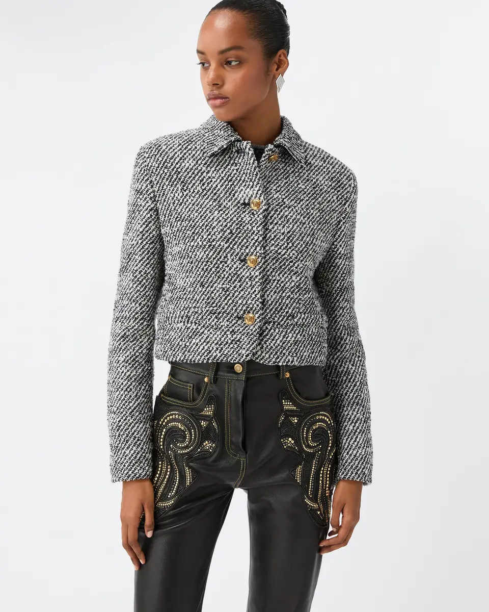 Versace Cropped Wool Bouclé Blouson | Thumbnail 2 Versace Cropped Wool Bouclé Blouson | Thumbnail 2