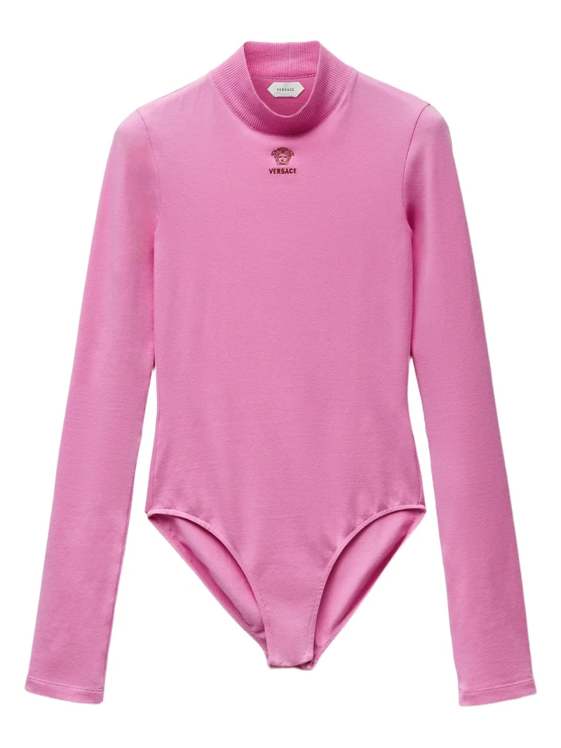 Versace Embroidered-Logo Stretch Cotton-Jersey Bodysuit