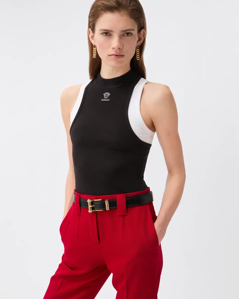 Versace Embroidered-Logo Stretch Cotton-Jersey Tank Top | Thumbnail 2 Versace Embroidered-Logo Stretch Cotton-Jersey Tank Top | Thumbnail 2