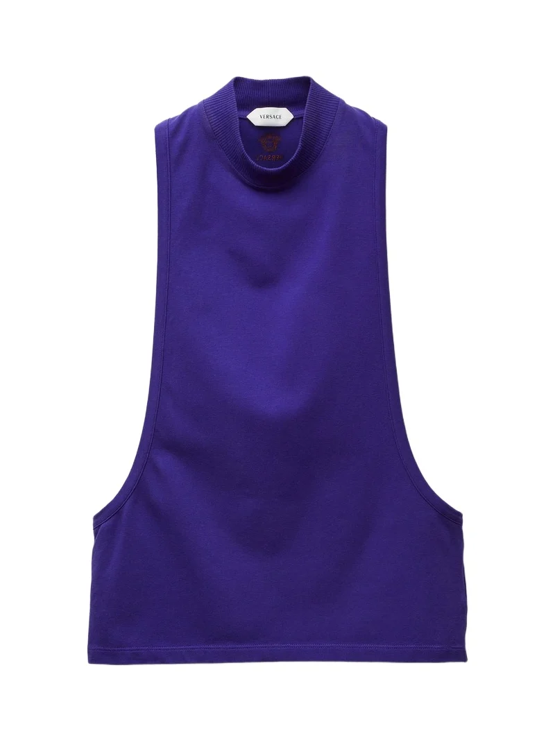 Versace Embroidered-Logo Stretch Cotton-Jersey Tank Top | Thumbnail 1 Versace Embroidered-Logo Stretch Cotton-Jersey Tank Top | Thumbnail 1