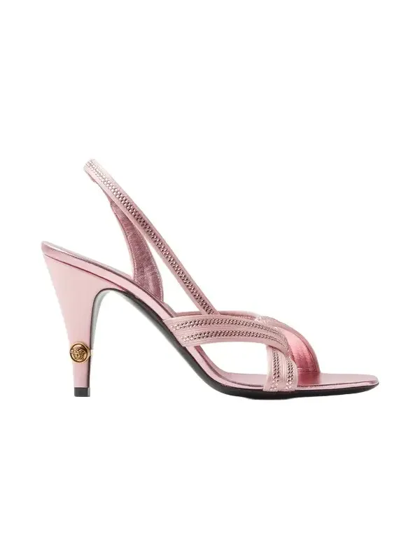 Gianni Embellished Nappa & Satin Slingbacks 90 mm Gianni Embellished Nappa & Satin Slingbacks 90 mm
