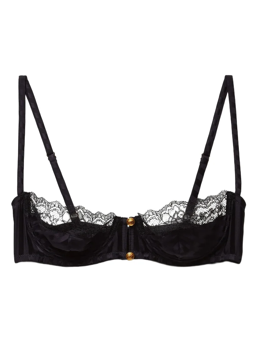 Versace Lace-Trim Jacquard Silk Bralette
