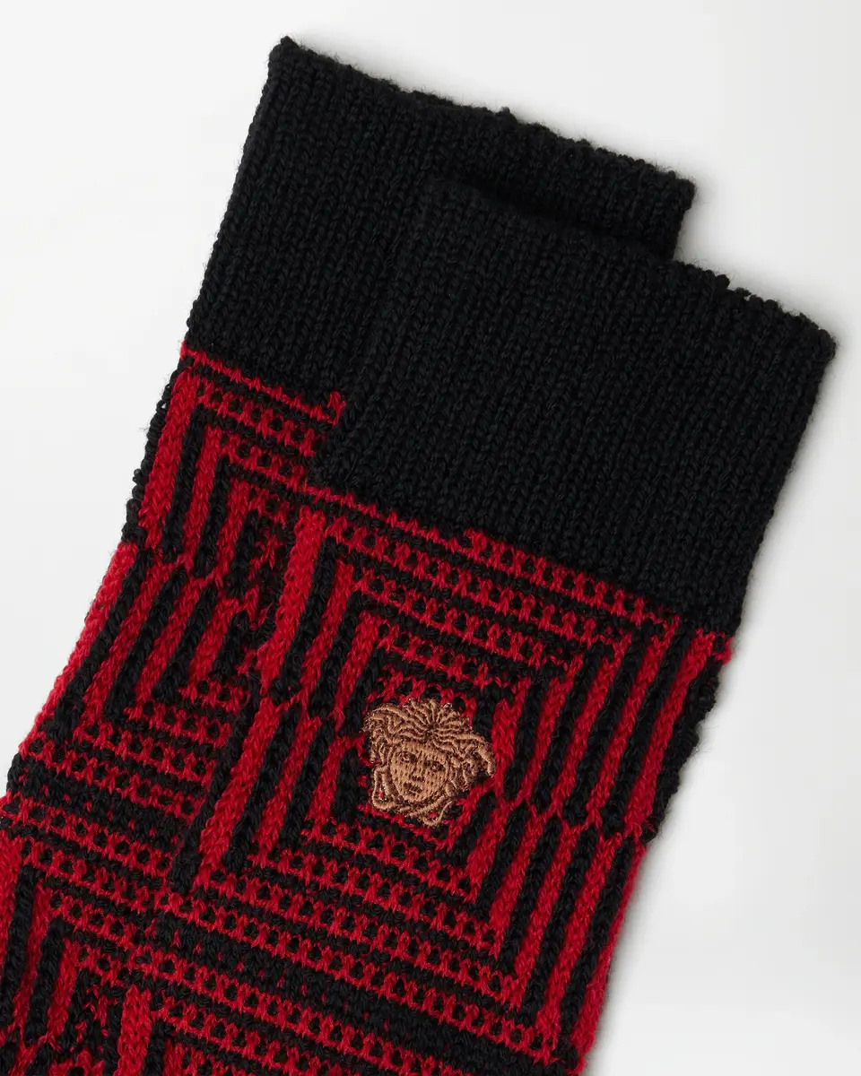 Versace Embroidered-Logo Jacquard Wool Socks | Thumbnail 2 Versace Embroidered-Logo Jacquard Wool Socks | Thumbnail 2