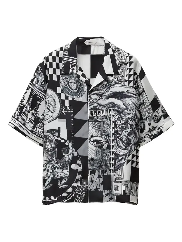 Versace Printed Silk Twill Regular Shirt