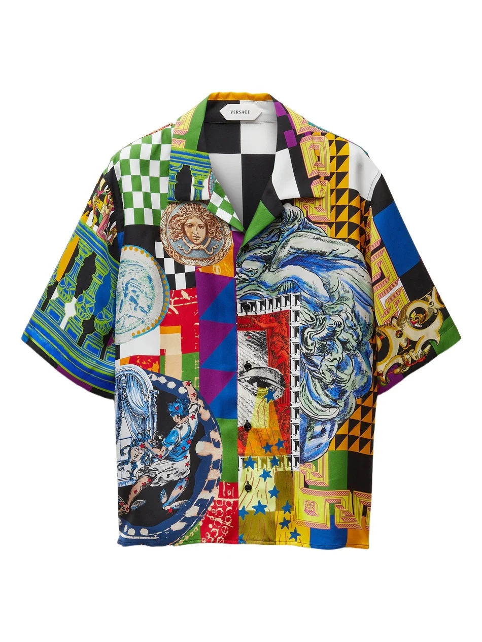 Versace Printed Silk Twill Regular Shirt