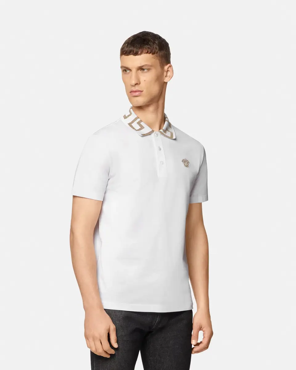 Versace Embroidered Cotton Piqué Polo | Thumbnail 2 Versace Embroidered Cotton Piqué Polo | Thumbnail 2
