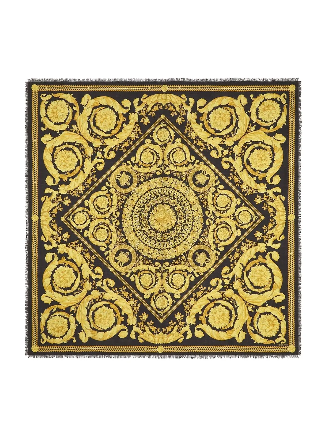 Printed Cashmere-Blend Fringed Shawl 140 cm