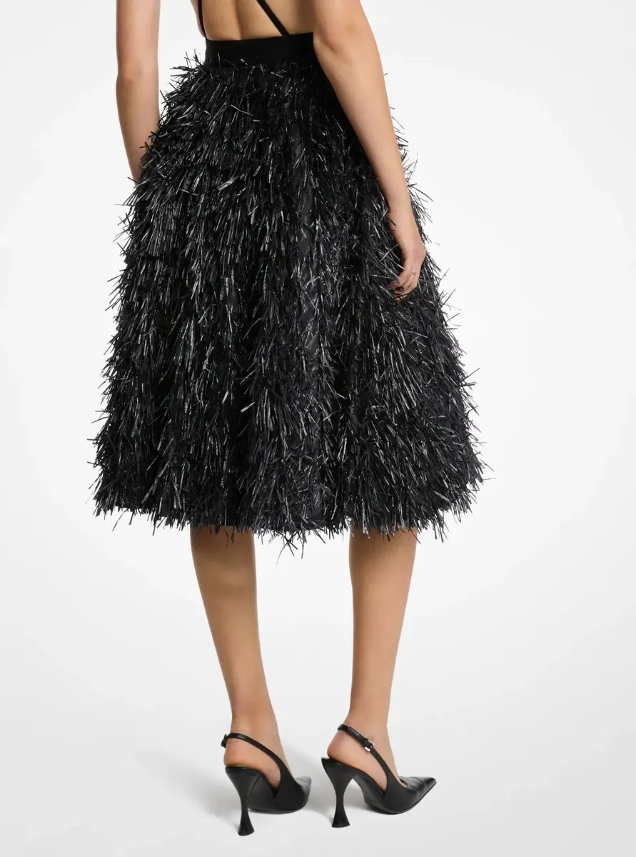 Michael Kors Collection Hand-Embroidered Fringe Jacquard Circle Skirt in | Thumbnail 2 Michael Kors Collection Hand-Embroidered Fringe Jacquard Circle Skirt in | Thumbnail 2