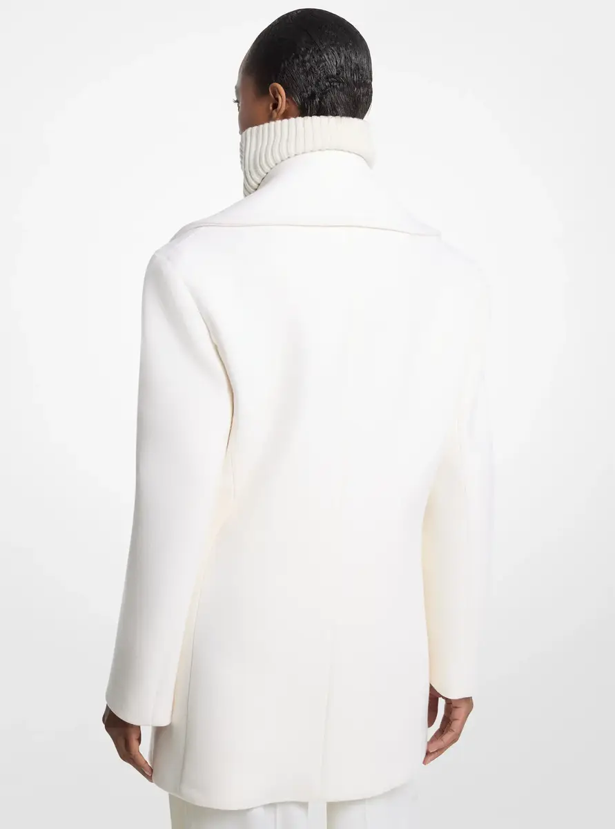 Michael Kors Collection Wool Melton Officer Peacoat in Natural | Thumbnail 2 Michael Kors Collection Wool Melton Officer Peacoat in Natural | Thumbnail 2