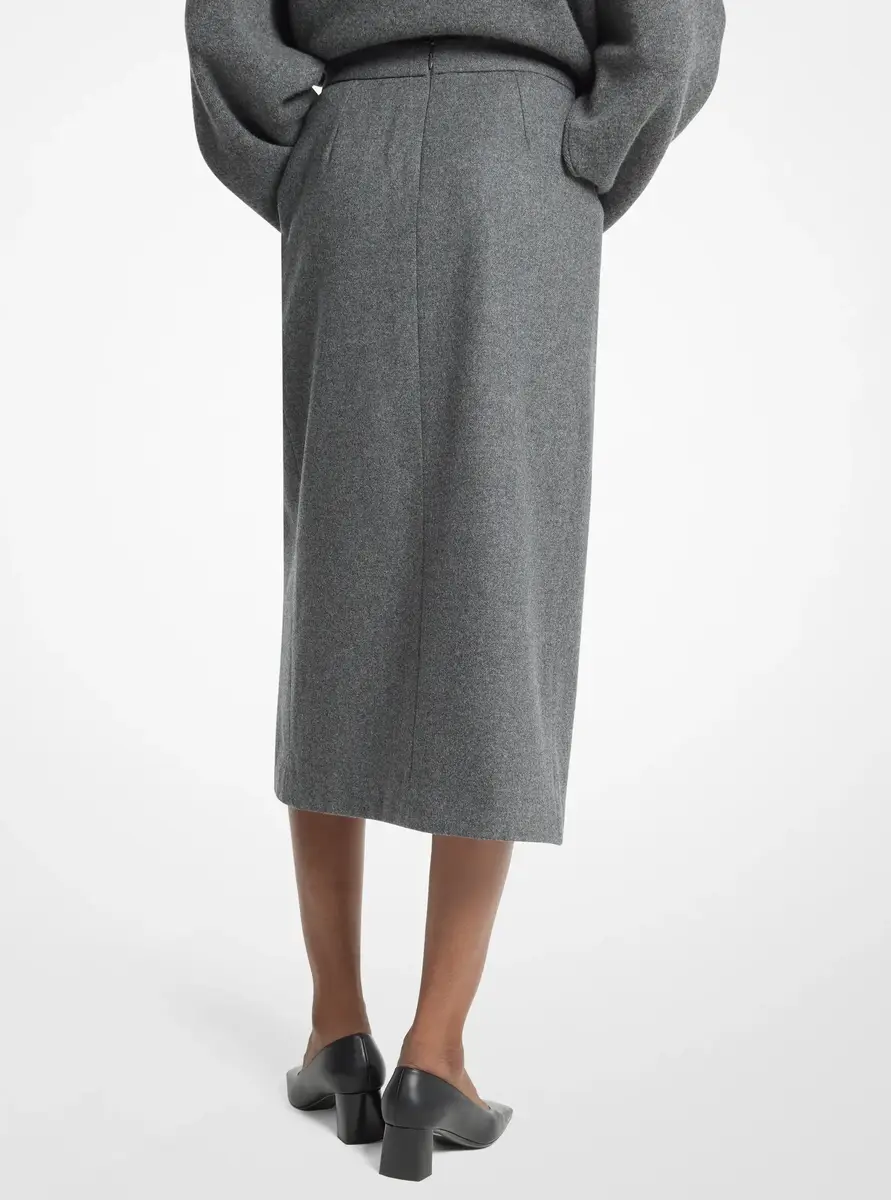 Michael Kors Collection Wool Flannel Origami Slit Skirt in Grey | Thumbnail 2 Michael Kors Collection Wool Flannel Origami Slit Skirt in Grey | Thumbnail 2