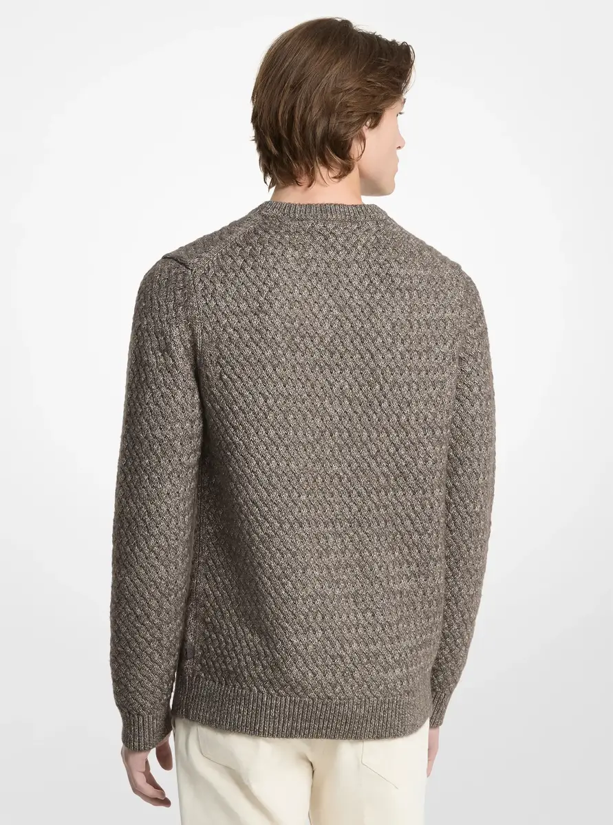 Michael Kors Collection Crosshatch Cotton Blend Sweater in Brown | Thumbnail 2 Michael Kors Collection Crosshatch Cotton Blend Sweater in Brown | Thumbnail 2