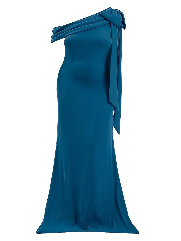 Tadashi Shoji Women's Plus One-Shoulder Crepe Sheath Gown