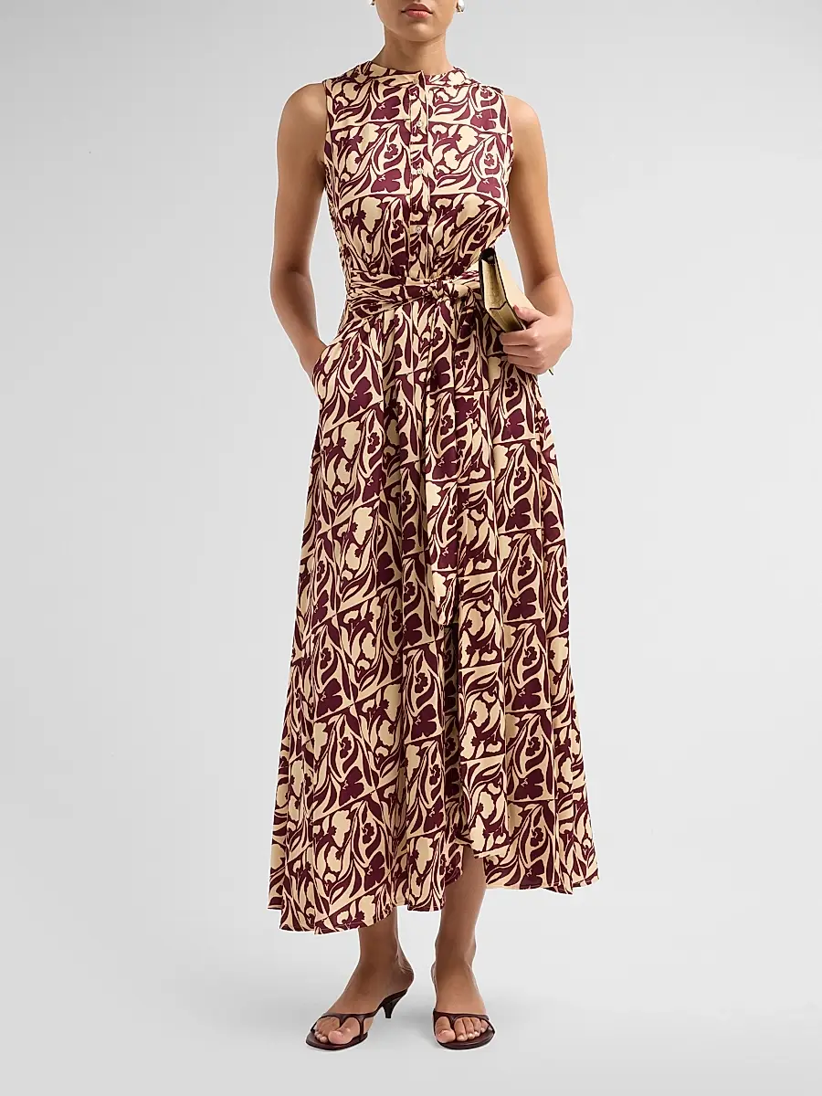 Misa Los Angeles Women's Anabella Tiled Floral Tie-Waist Dress | Thumbnail 2