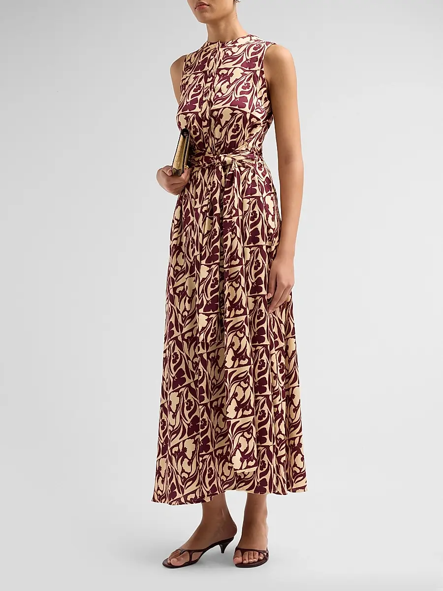 Misa Los Angeles Women's Anabella Tiled Floral Tie-Waist Dress | Thumbnail 4