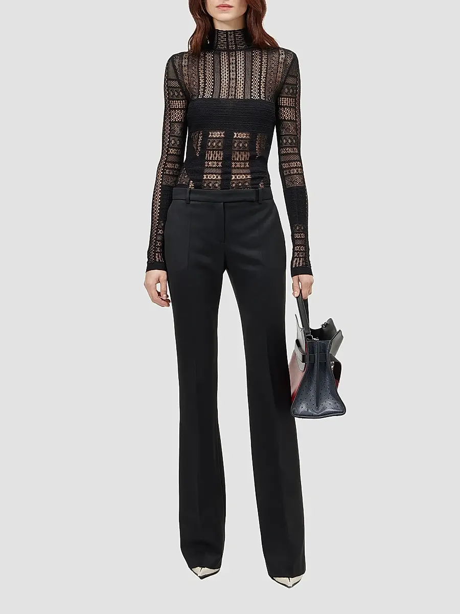Alexander McQueen Women's Sheer Lace Long-Sleeve Top | Thumbnail 2 Alexander McQueen Women's Sheer Lace Long-Sleeve Top | Thumbnail 2