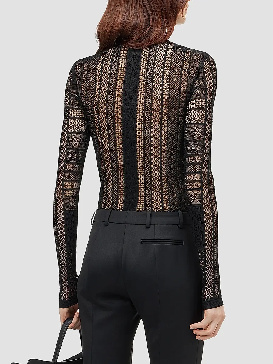 Alexander McQueen Women's Sheer Lace Long-Sleeve Top | Thumbnail 3 Alexander McQueen Women's Sheer Lace Long-Sleeve Top | Thumbnail 3