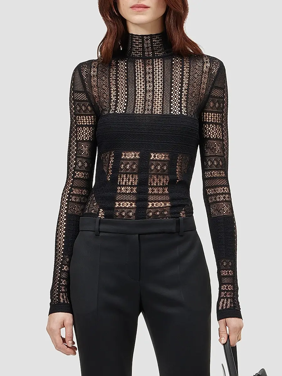 Alexander McQueen Women's Sheer Lace Long-Sleeve Top | Thumbnail 4 Alexander McQueen Women's Sheer Lace Long-Sleeve Top | Thumbnail 4