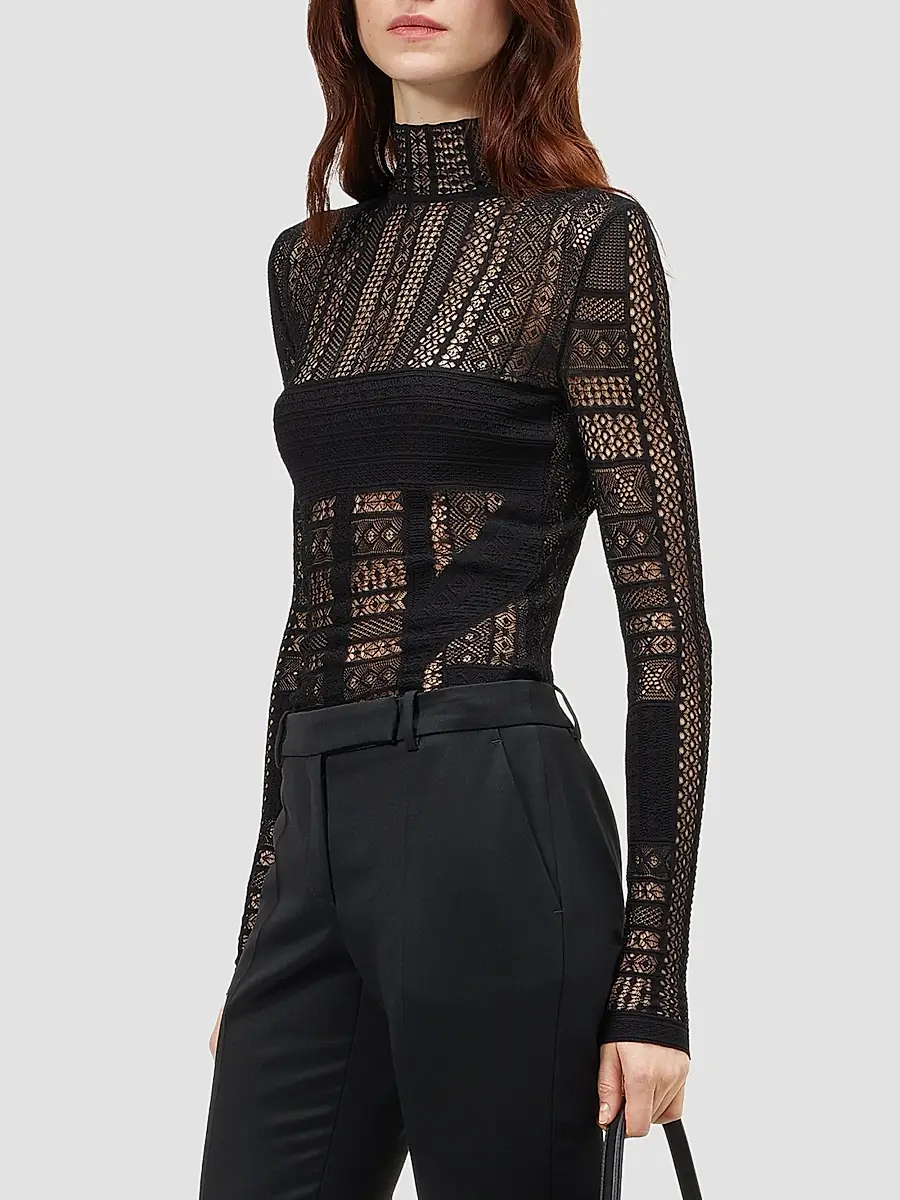 Alexander McQueen Women's Sheer Lace Long-Sleeve Top | Thumbnail 6 Alexander McQueen Women's Sheer Lace Long-Sleeve Top | Thumbnail 6