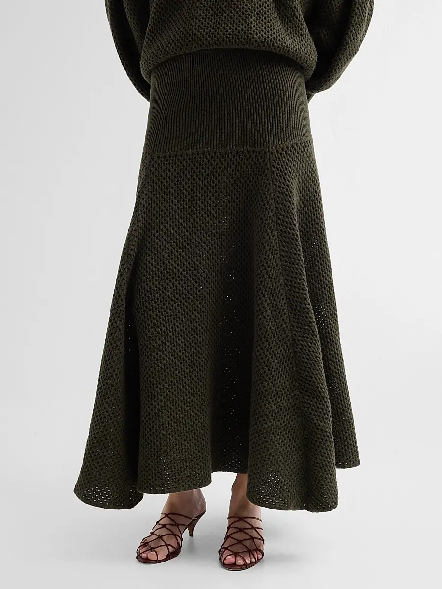 Ulla Johnson Women's Lucia Waffle-Knit Merino Wool Maxi Skirt | Thumbnail 4 Ulla Johnson Women's Lucia Waffle-Knit Merino Wool Maxi Skirt | Thumbnail 4