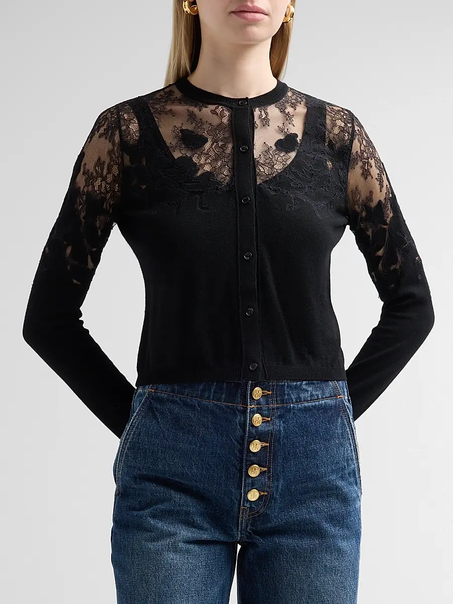Ulla Johnson Women's Talia Merino Wool-Mesh Cardigan | Thumbnail 4