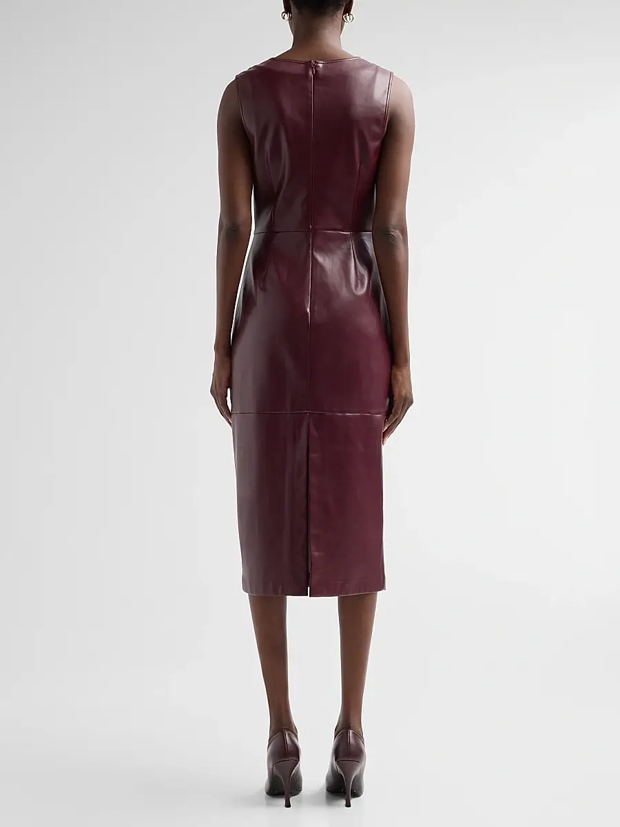 Milly Women's Nat Faux Leather Midi Dress | Thumbnail 3 Milly Women's Nat Faux Leather Midi Dress | Thumbnail 3