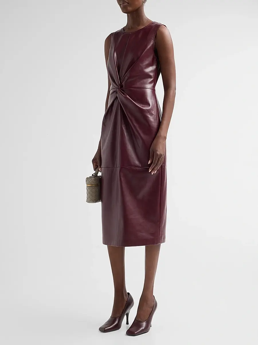 Milly Women's Nat Faux Leather Midi Dress | Thumbnail 4 Milly Women's Nat Faux Leather Midi Dress | Thumbnail 4