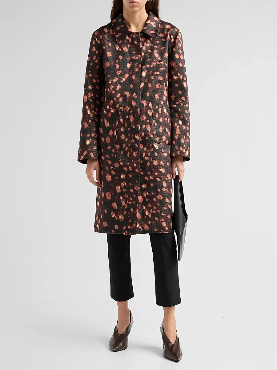 Milly Women's Paityn Leopard-Print Jacquard Coat | Thumbnail 2 Milly Women's Paityn Leopard-Print Jacquard Coat | Thumbnail 2