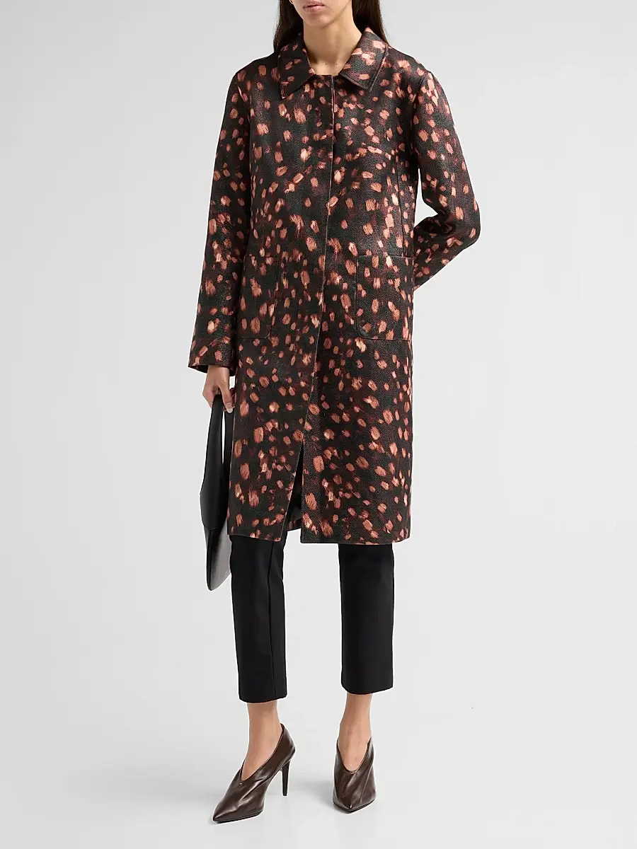 Milly Women's Paityn Leopard-Print Jacquard Coat | Thumbnail 4 Milly Women's Paityn Leopard-Print Jacquard Coat | Thumbnail 4