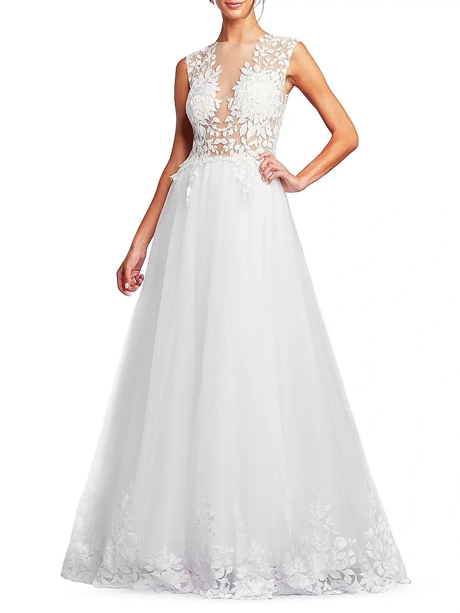 Tadashi Shoji Women's Floral-Embroidered A-Line Gown | Thumbnail 2