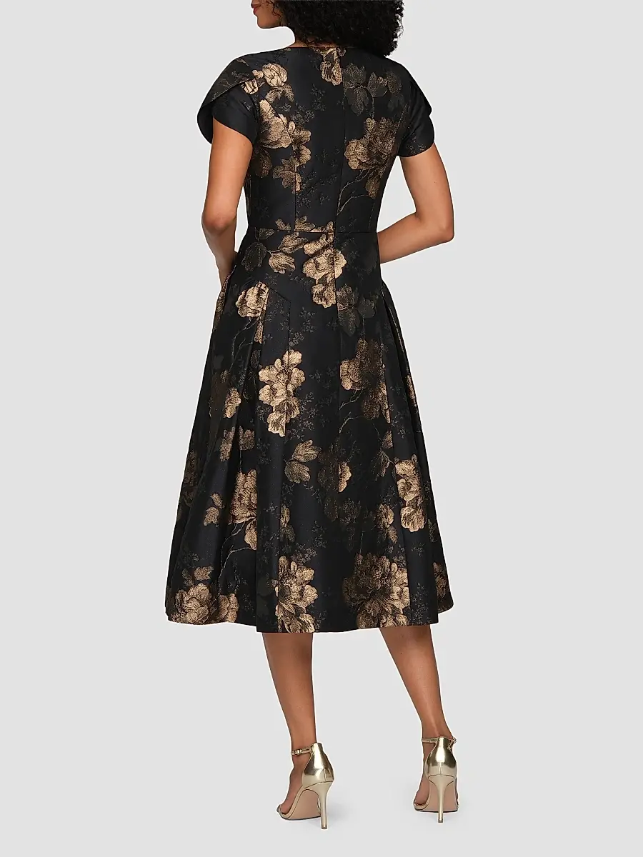Kay Unger Women's Sadie Floral Jacquard Midi Dress | Thumbnail 3 Kay Unger Women's Sadie Floral Jacquard Midi Dress | Thumbnail 3