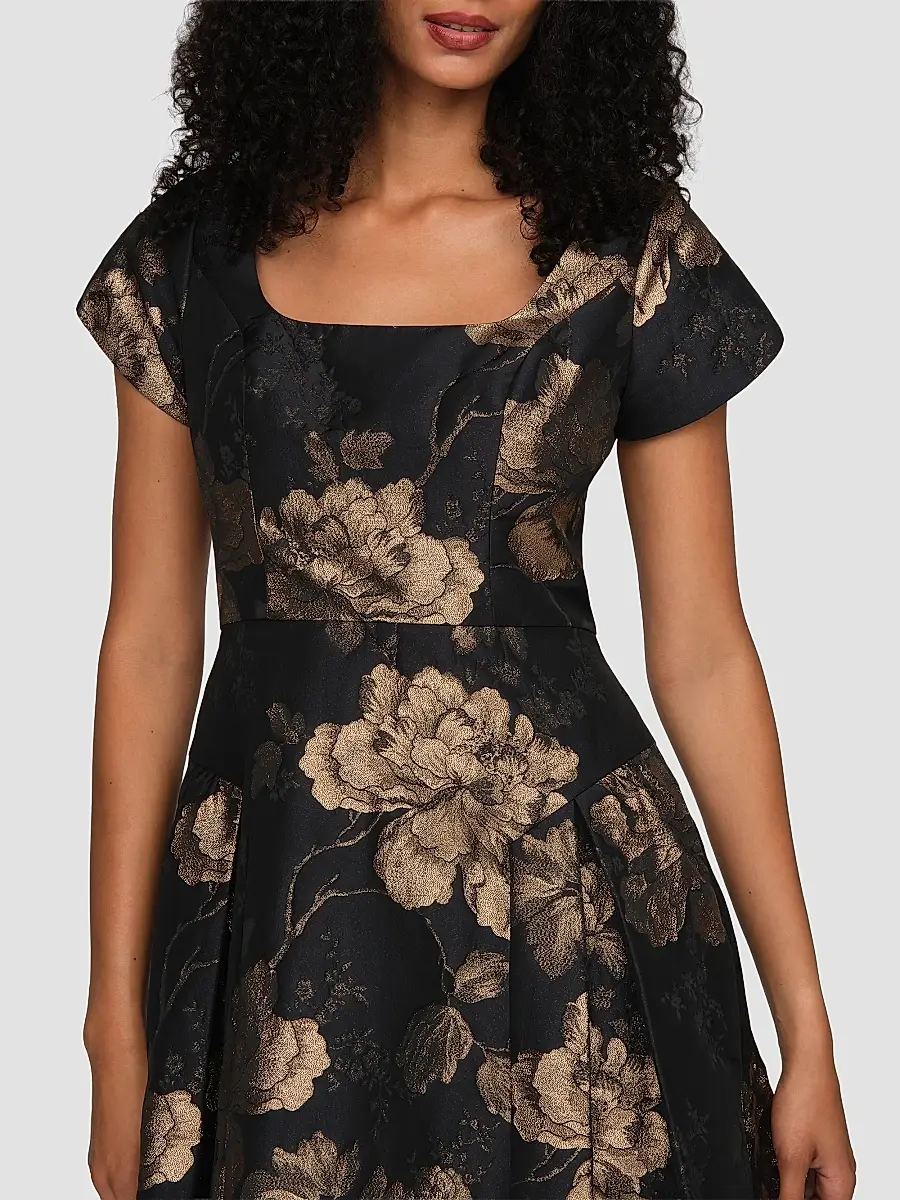 Kay Unger Women's Sadie Floral Jacquard Midi Dress | Thumbnail 5 Kay Unger Women's Sadie Floral Jacquard Midi Dress | Thumbnail 5