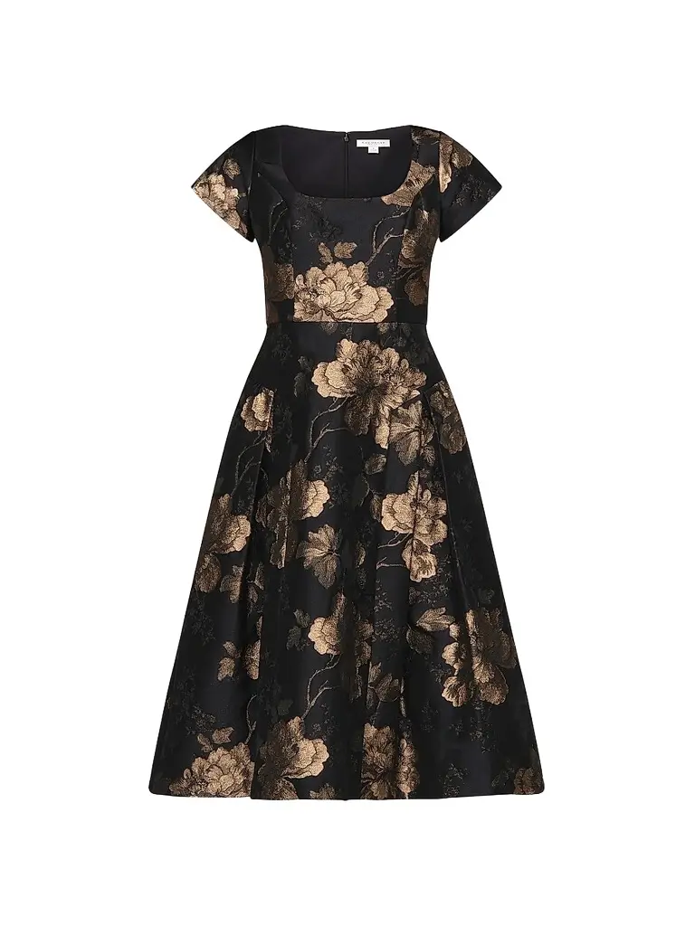 Kay Unger Women's Sadie Floral Jacquard Midi Dress