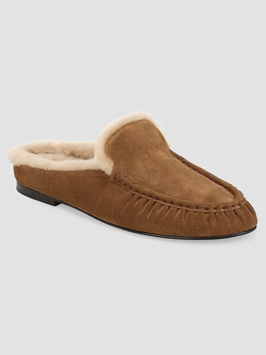 Vince Women's Tevin Shearling-Trim Suede Mules | Thumbnail 2