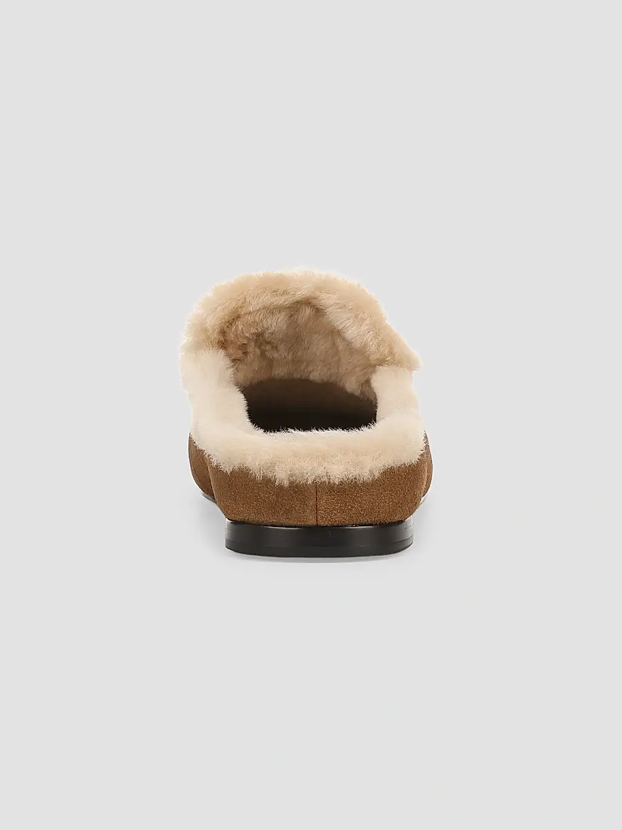 Vince Women's Tevin Shearling-Trim Suede Mules | Thumbnail 3