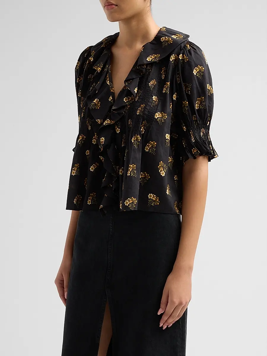 DÔEN Women's Henri Floral Ruffle Blouse | Thumbnail 4 DÔEN Women's Henri Floral Ruffle Blouse | Thumbnail 4